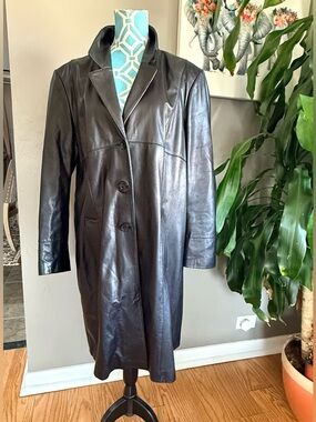 Vintage Y2K Wilson’s Leather women’s jacket Trench Size L Black